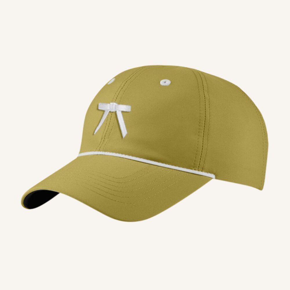 M.A.M.A. - Women's Olive Hightail Hat With White Bow - Golf Cap